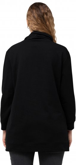 Ulla Popken GLOW Lettered Collared Sweatshirt Black - Naisten hupparit ja collegepaidat isot koot - 