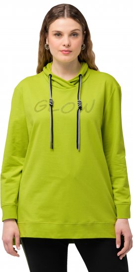 Ulla Popken GLOW Lettered Collared Sweatshirt Apple Green - Naisten hupparit ja collegepaidat isot koot - 