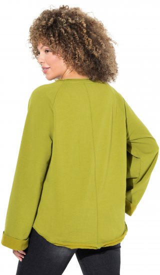 Ulla Popken Embroidered Freedom Rolled Edge Sweatshirt Avocado Green - Naisten hupparit ja collegepaidat isot koot - 