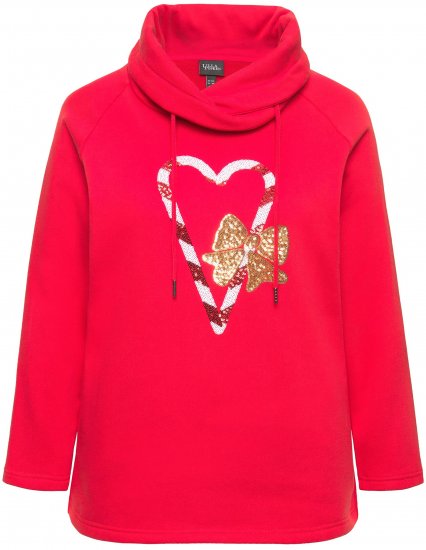 Ulla Popken Sparkling Candy Cane Graphic Sweatshirt Salsa - Naisten hupparit ja collegepaidat isot koot - 