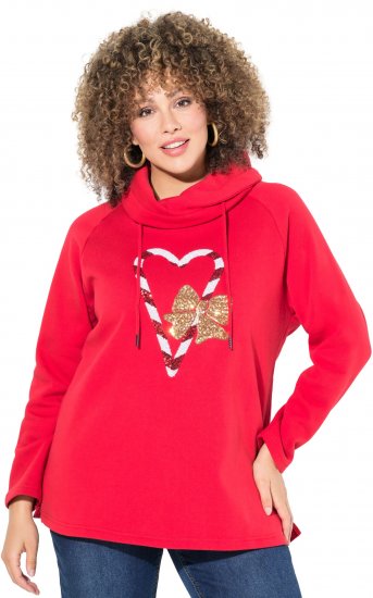 Ulla Popken Sparkling Candy Cane Graphic Sweatshirt Salsa - Naisten hupparit ja collegepaidat isot koot - 
