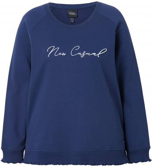 Ulla Popken NEW CASUAL Ruffled Hem Sweatshirt Navy - Naisten hupparit ja collegepaidat isot koot - 