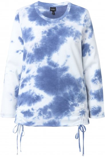 Ulla Popken Tie Dye Gathered Sweatshirt Atlantic Blue - Naisten hupparit ja collegepaidat isot koot - 