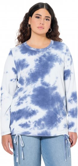 Ulla Popken Tie Dye Gathered Sweatshirt Atlantic Blue - Naisten hupparit ja collegepaidat isot koot - 