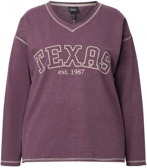 Ulla Popken Texas Contrast Stitching Sweatshirt Dark Ruby - Naisten hupparit ja collegepaidat isot koot - 