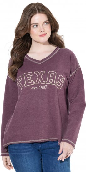 Ulla Popken Texas Contrast Stitching Sweatshirt Dark Ruby - Naisten hupparit ja collegepaidat isot koot - 