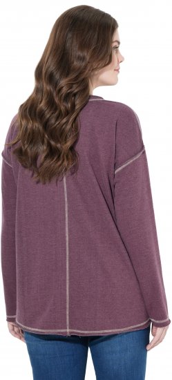 Ulla Popken Texas Contrast Stitching Sweatshirt Dark Ruby - Naisten hupparit ja collegepaidat isot koot - 