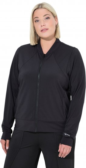Ulla Popken Quick Drying College Collar Sweatshirt Black - Naisten hupparit ja collegepaidat isot koot - 