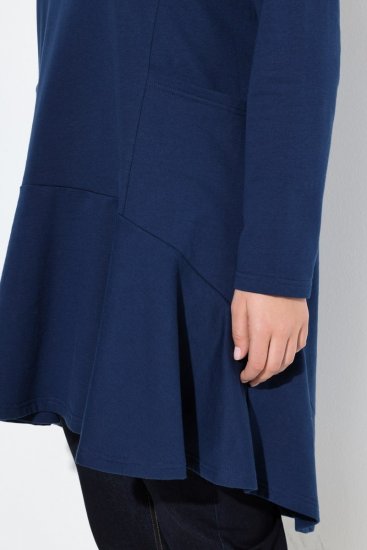Ulla Popken Flounce Panel Long Sleeve Sweatshirt Dress Navy - Naisten hupparit ja collegepaidat isot koot - Mukavat collegepaidat, huput ja neuleet