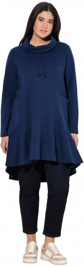 Ulla Popken Flounce Panel Long Sleeve Sweatshirt Dress Navy - Naisten hupparit ja collegepaidat isot koot - 