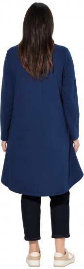 Ulla Popken Flounce Panel Long Sleeve Sweatshirt Dress Navy - Naisten hupparit ja collegepaidat isot koot - 