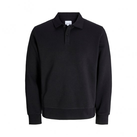 Jack & Jones Bradley Sweatshirt Polo Black - Hupparit ja Collegepaidat - Miesten hupparit ja collegepaidat isot koot