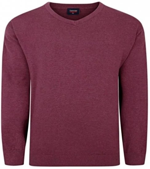 Espionage KW031 V-Neck Pullover Grape Red - Hupparit ja collegepaidat - Miesten hupparit ja collegepaidat isot koot