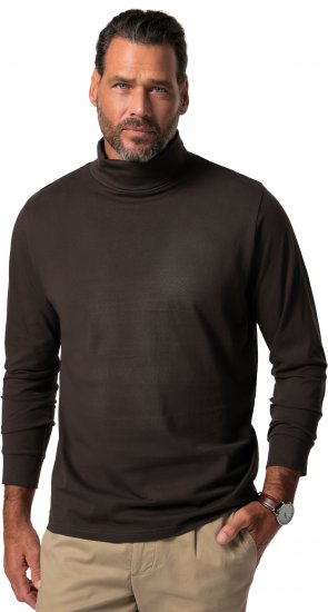 JP1880 Turtleneck Sweatshirt Long Sleeve Dark Brown - Hupparit ja collegepaidat - Miesten hupparit ja collegepaidat isot koot