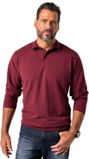 JP1880 Polo Shirt Pique Long Sleeve Red - Pikeepaidat - Miesten isot pikeepaidat