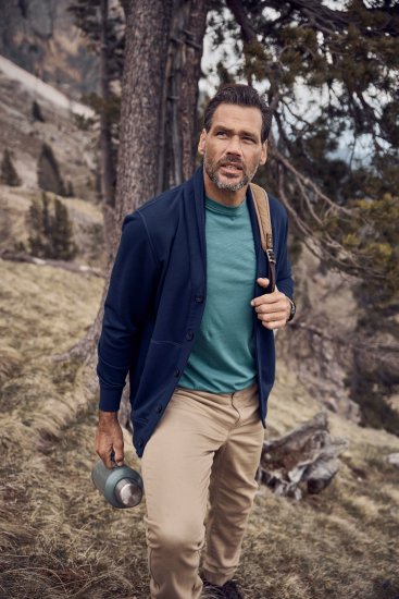 JP1880 Sweat Jacket Shawl Collar Navy - Hupparit ja collegepaidat - Miesten hupparit ja collegepaidat isot koot