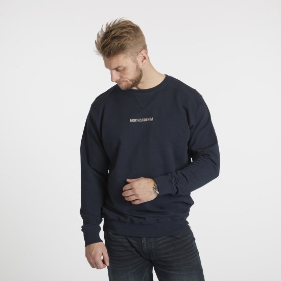 North Latitude Denim Logo Sweatshirt Navy Blue TALL - TALL collegepaidat - 