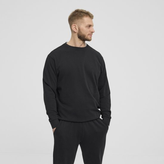 North Latitude Denim Crew Neck Sweatshirt Black TALL - TALL collegepaidat - 