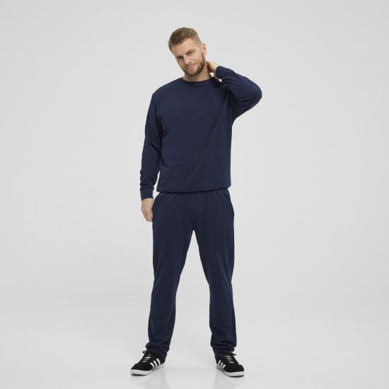 North Latitude Denim Crew Neck Sweatshirt Navy Blue TALL - TALL collegepaidat - 