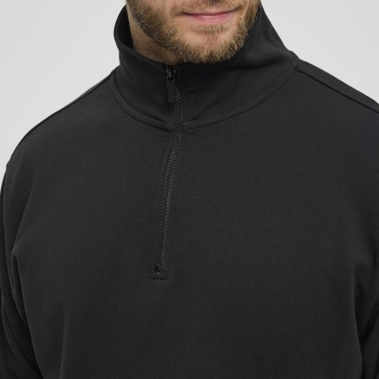 North Latitude Denim Half-Zip Sweatshirt Black TALL - TALL collegepaidat - 