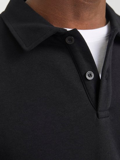 Jack & Jones Bradley Sweatshirt Polo Black - Hupparit ja collegepaidat - Miesten hupparit ja collegepaidat isot koot