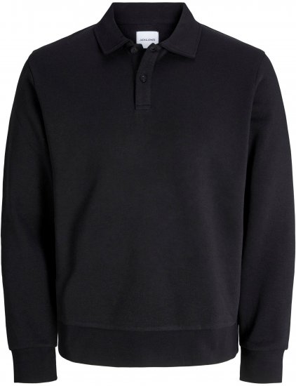 Jack & Jones Bradley Sweatshirt Polo Black - Hupparit ja collegepaidat - Miesten hupparit ja collegepaidat isot koot