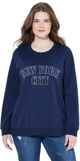 Ulla Popken NYC Embroidered Long Sleeve Sweatshirt Ink Blue - Naisten hupparit ja collegepaidat isot koot - 
