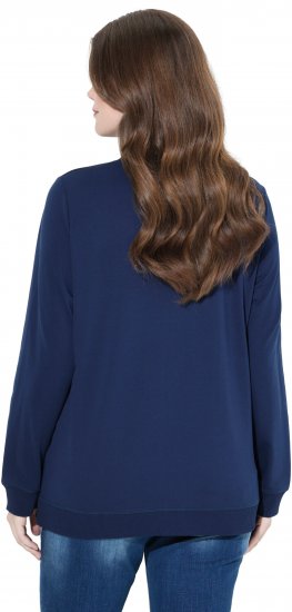 Ulla Popken NYC Embroidered Long Sleeve Sweatshirt Ink Blue - Naisten hupparit ja collegepaidat isot koot - 