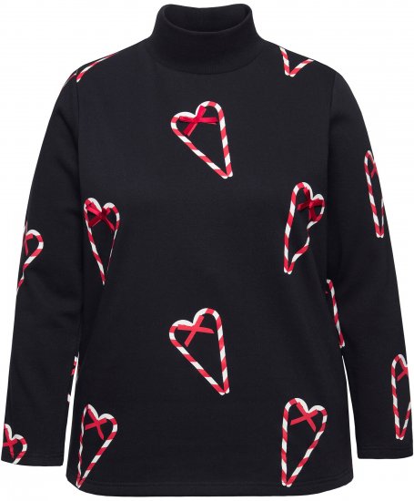 Ulla Popken Candy Cane Graphic Sweatshirt Black - Hupparit ja collegepaidat - 