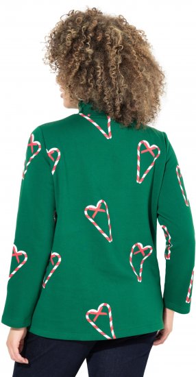 Ulla Popken Candy Cane Graphic Sweatshirt Meadow Green - Hupparit ja collegepaidat - 