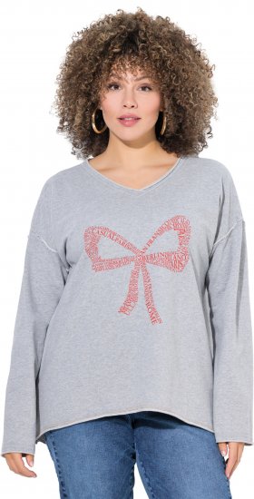 Ulla Popken Bow City Lettering Sweatshirt Light Grey Melange - Hupparit ja collegepaidat - 