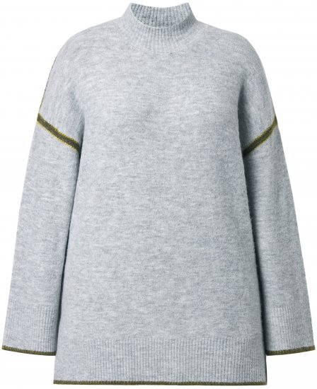 Ulla Popken Decorative Seam Sweater Light Grey Melange - Naisten hupparit ja collegepaidat isot koot - 