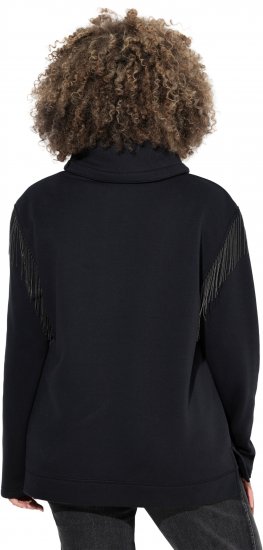 Ulla Popken Chain Fringe Smooth Fleece Sweatshirt Black - Hupparit ja collegepaidat - 