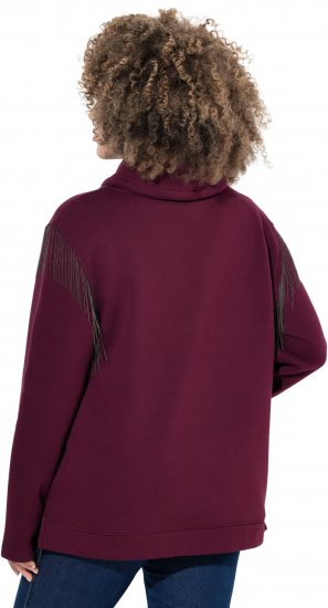 Ulla Popken Chain Fringe Smooth Fleece Sweatshirt Dark Wine Red - Hupparit ja collegepaidat - 