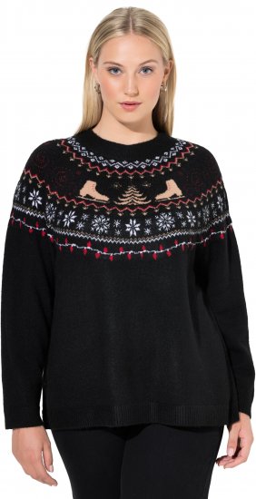 Ulla Popken Norwegian Style Christmas Sweater Black - Naisten hupparit ja collegepaidat isot koot - 