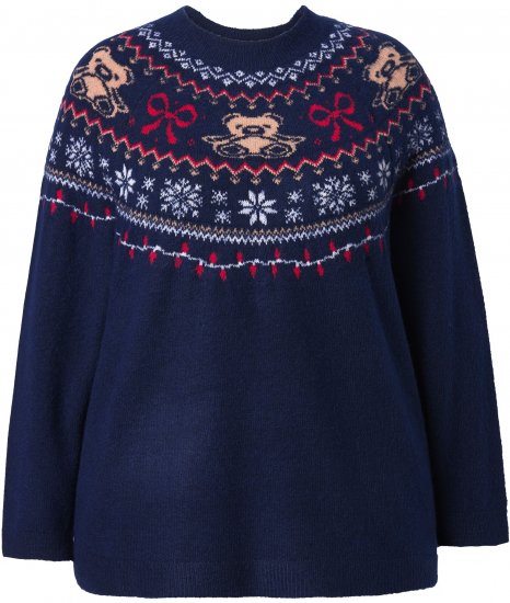 Ulla Popken Norwegian Style Christmas Sweater Blue - Naisten hupparit ja collegepaidat isot koot - 