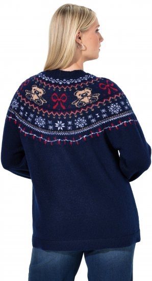 Ulla Popken Norwegian Style Christmas Sweater Blue - Naisten hupparit ja collegepaidat isot koot - 