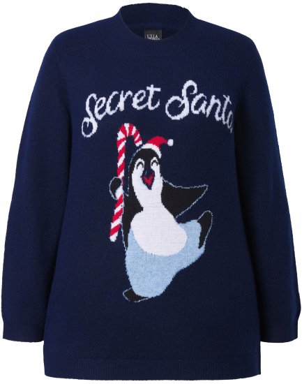 Ulla Popken Christmas Motif Classic Fit Sweater Navy - Hupparit ja collegepaidat - 