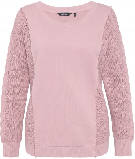 Ulla Popken Mixed Knit Patch Look Sweatshirt Old Pink - Naisten hupparit ja collegepaidat isot koot - 