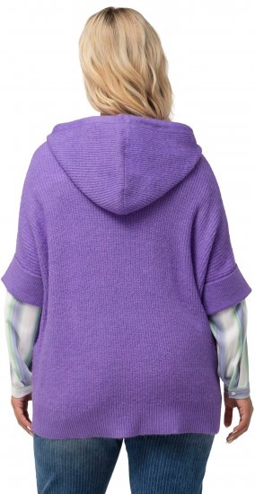 Ulla Popken Fuzzy Knit Short Sleeve Hoodie Pale Lilac - Naisten hupparit ja collegepaidat isot koot - 