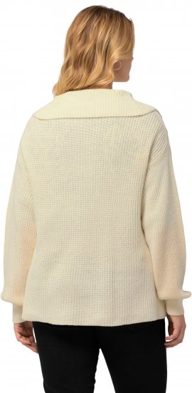 Ulla Popken Lace Up Sailor Collar Sweater Vanilla - Naisten hupparit ja collegepaidat isot koot - 