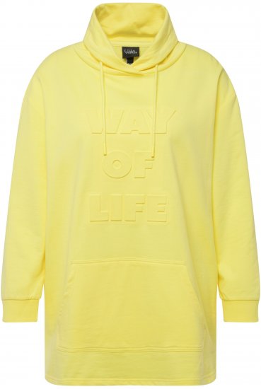 Ulla Popken Embossed Letter Sweatshirt Lemon Yellow - Hupparit ja collegepaidat - 