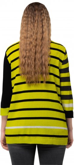 Ulla Popken Mixed Stripe 3/4 Sleeve Colorblock Sweater Apple Green - Naisten hupparit ja collegepaidat isot koot - 
