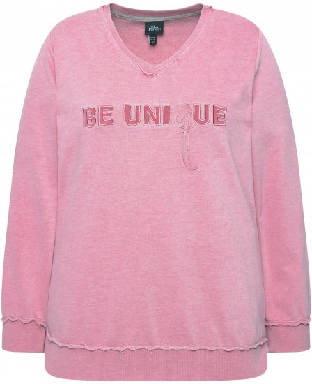 Ulla Popken Graphic BE UNIQUE Inverted Seam Sweatshirt Raspberry - Naisten hupparit ja collegepaidat isot koot - 