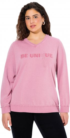 Ulla Popken Graphic BE UNIQUE Inverted Seam Sweatshirt Raspberry - Naisten hupparit ja collegepaidat isot koot - 