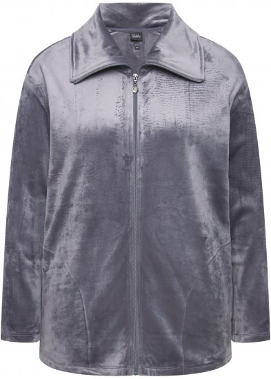 Ulla Popken Velour Loungewear Jacket Dark Grey - Naisten hupparit ja collegepaidat isot koot - 