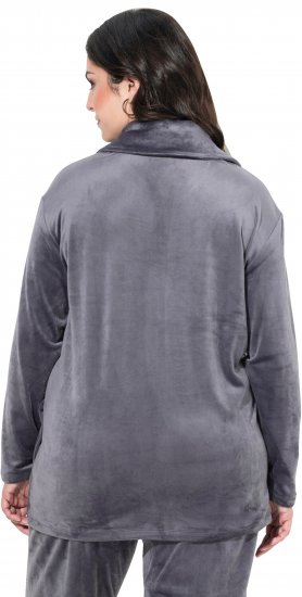 Ulla Popken Velour Loungewear Jacket Dark Grey - Naisten hupparit ja collegepaidat isot koot - 