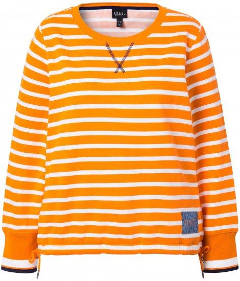 Ulla Popken Striped Drawstring Hem Sweatshirt Orange - Naisten hupparit ja collegepaidat isot koot - 