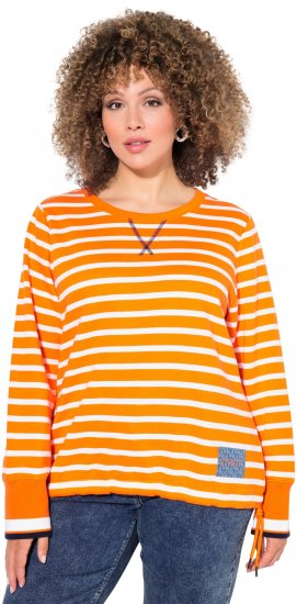 Ulla Popken Striped Drawstring Hem Sweatshirt Orange - Naisten hupparit ja collegepaidat isot koot - 