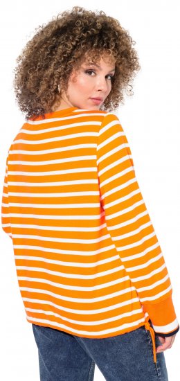 Ulla Popken Striped Drawstring Hem Sweatshirt Orange - Naisten hupparit ja collegepaidat isot koot - 